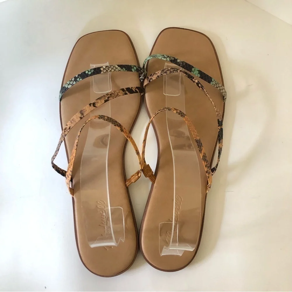Madewell The Lyra Slide Sandal in Snake Embossed Leather Straps Size 10